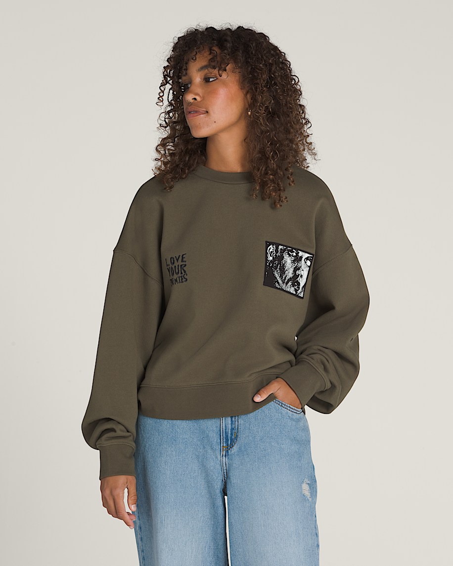 Skate Lisa Crew Sweatshirt VANS Grape Leaf Green HERO