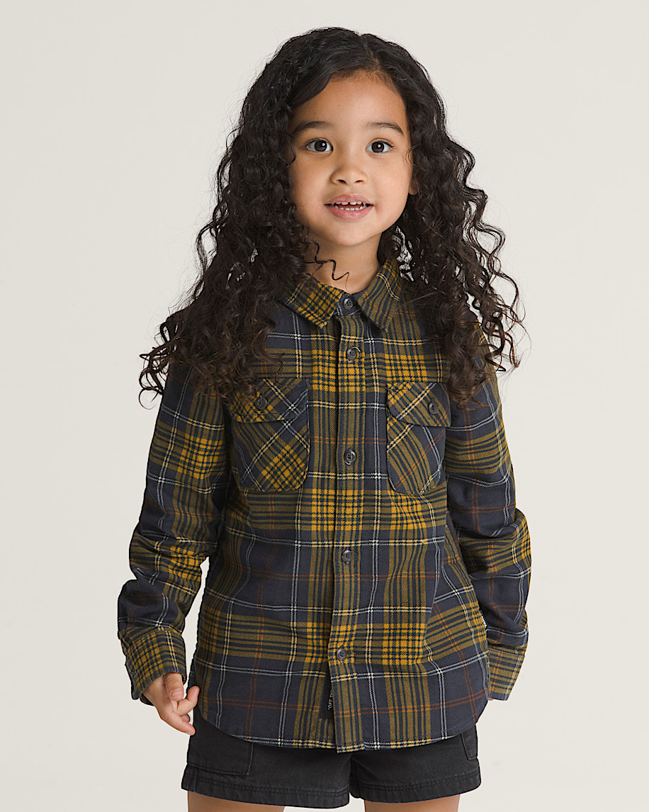 Little Kids Otis Long Sleeve Woven Shirt VANS Parisian Night Blue  Yellow HERO