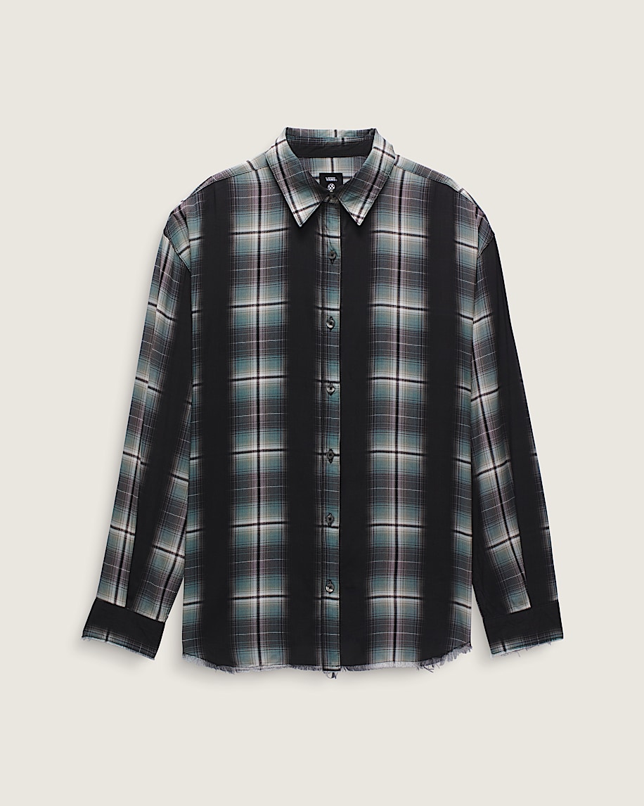 Gillian Plaid Button Up Shirt VANS Black  Grey  Blue ALT4