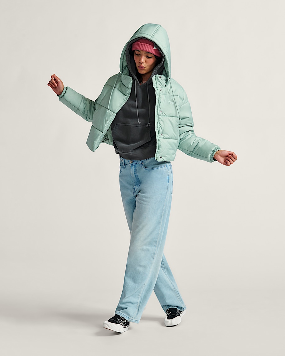 Hillgate Cropped Puffer Jacket VANS Grey Olive Green ALT3