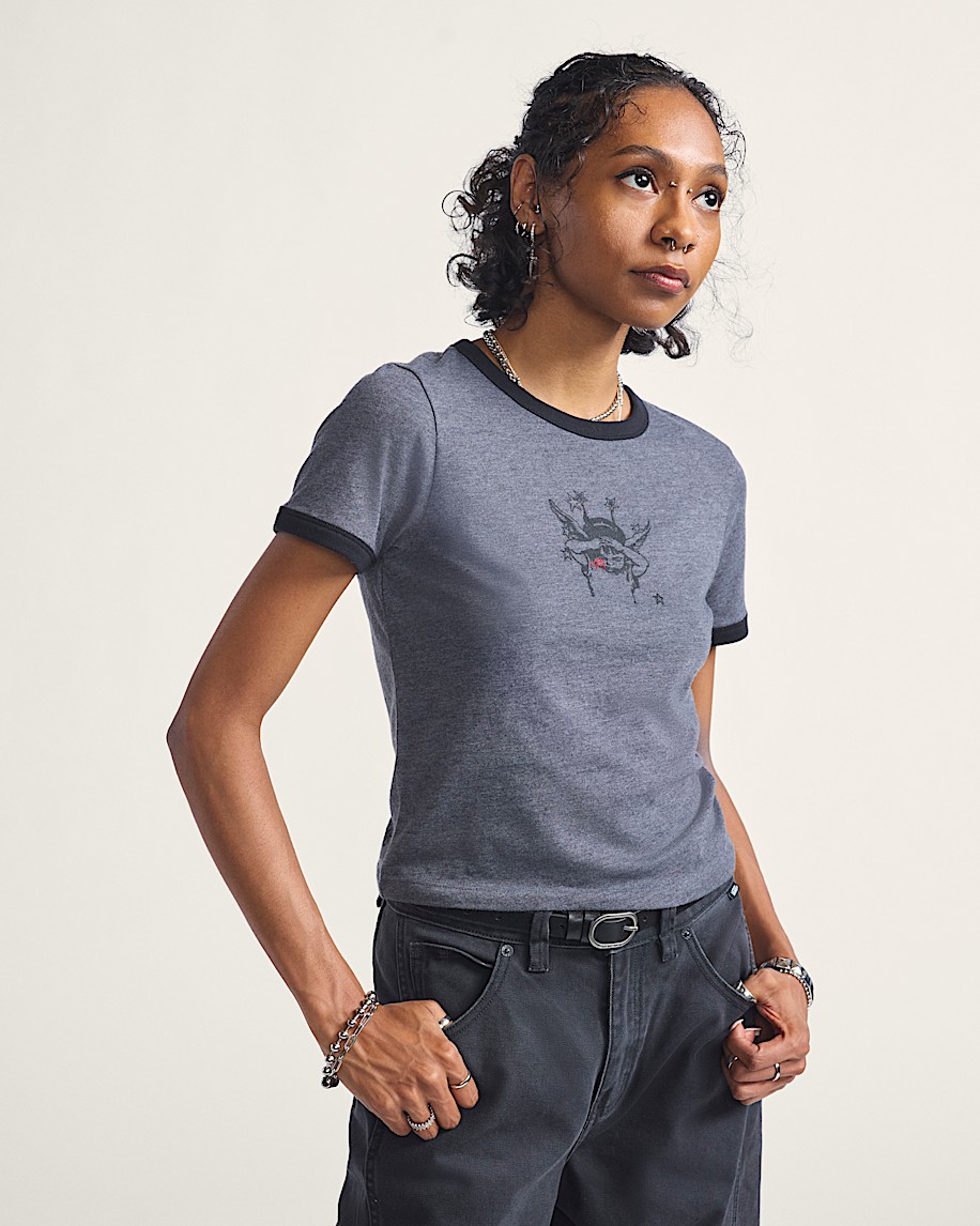 Cruzing Ringer TShirt VANS Asphalt Heather Grey ALT1