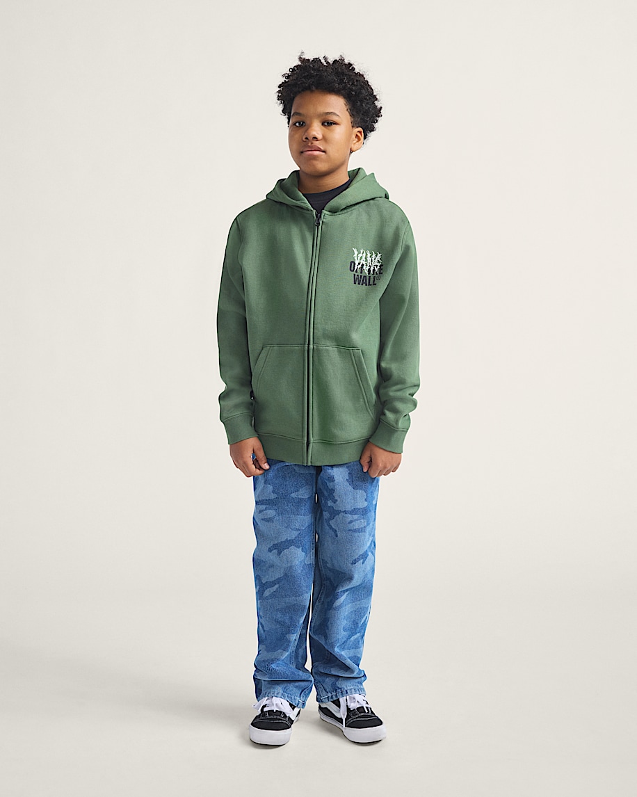 Kids Metal Wall Zip Hoodie VANS Pine Forest Green ALT3