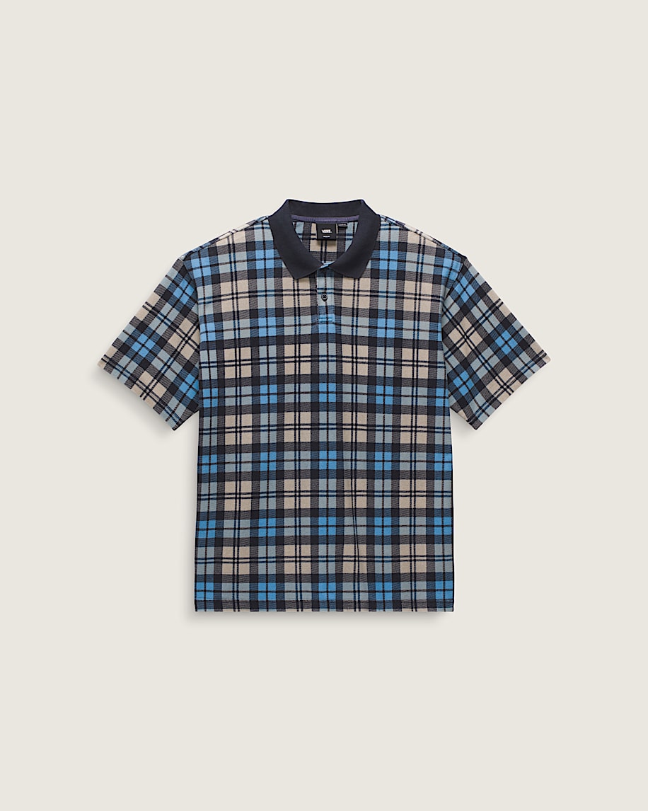 Bellmoor Plaid Polo Shirt VANS Parisian Night Blue  London Fog Grey FLATLAY