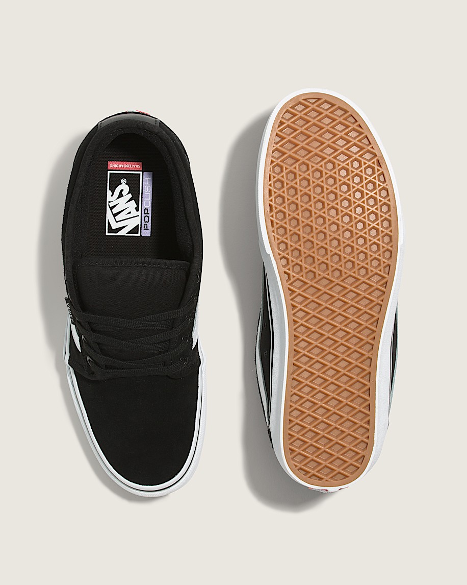Skate Chukka Low Sidestripe Shoe in Black / White | Vans