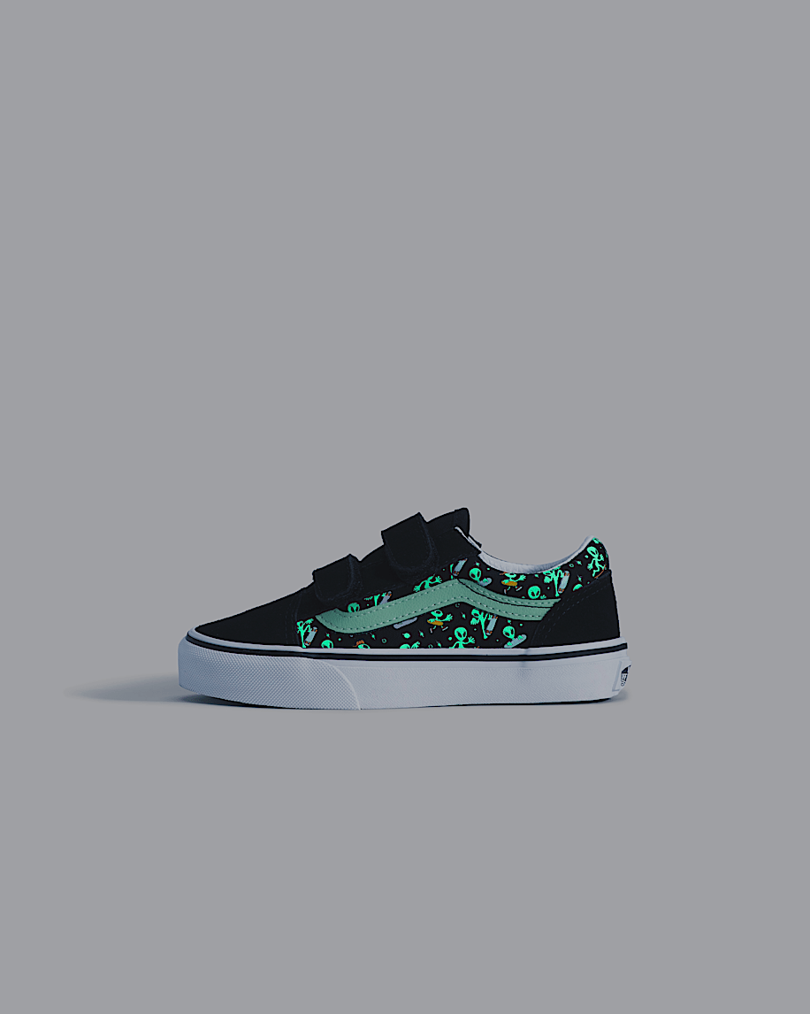 Little Kids Old Skool V Shoe VANS Black  Green ALT4