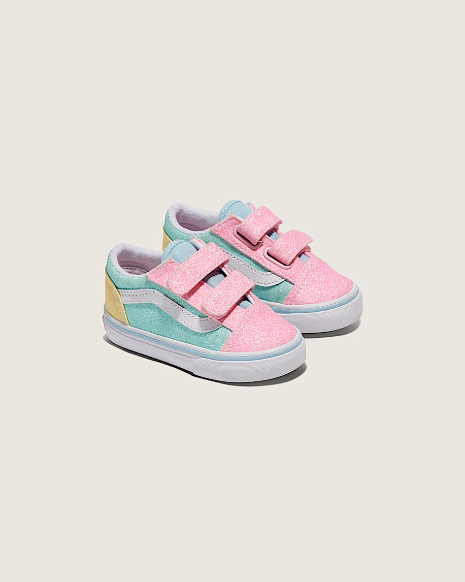 Toddler Old Skool V Shoe VANS Glitter Pastel Blue  Pink  Yellow ALT1