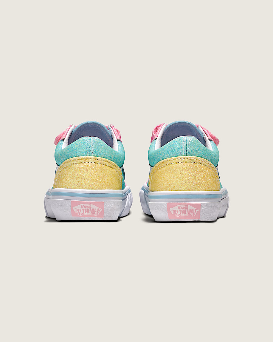 Little Kids Old Skool V Shoe VANS Glitter Pastel Blue  Pink  Yellow ALT3