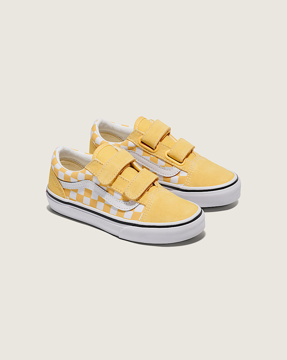 Big Kids Old Skool V Checkerboard Shoe VANS Banana Cream Yellow  White ALT1