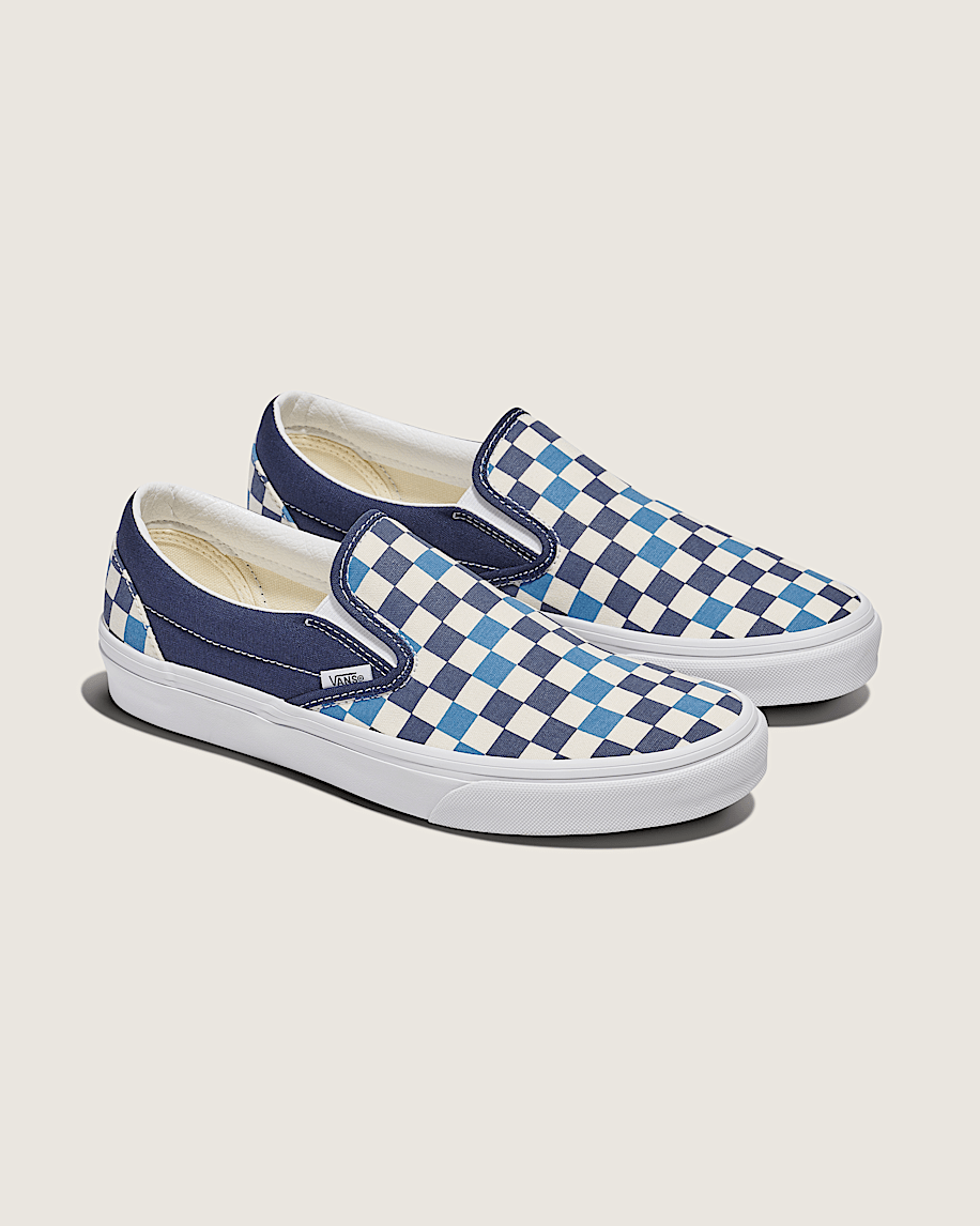 Classic SlipOn Checkerboard Shoe VANS Navy Blue  White ALT1