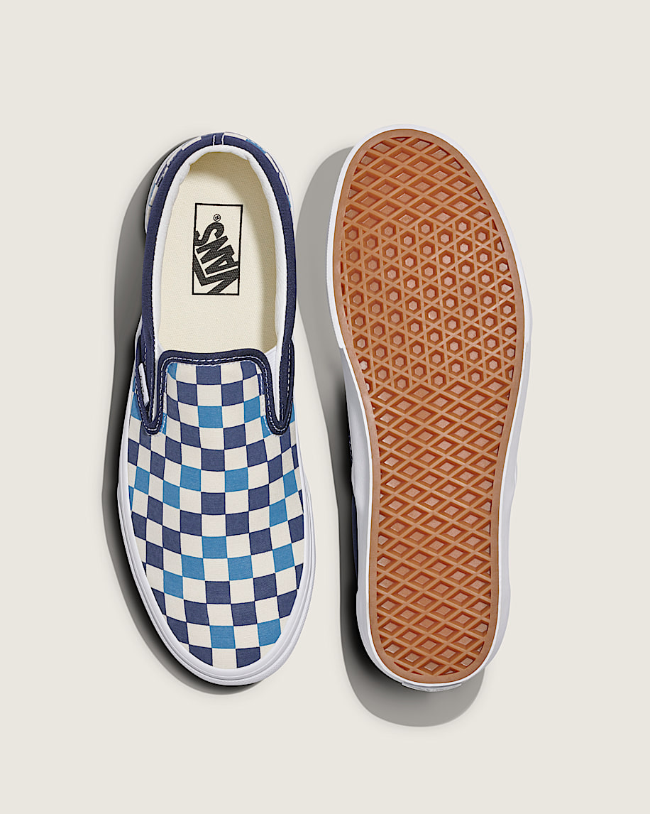 Classic SlipOn Checkerboard Shoe VANS Navy Blue  White ALT2
