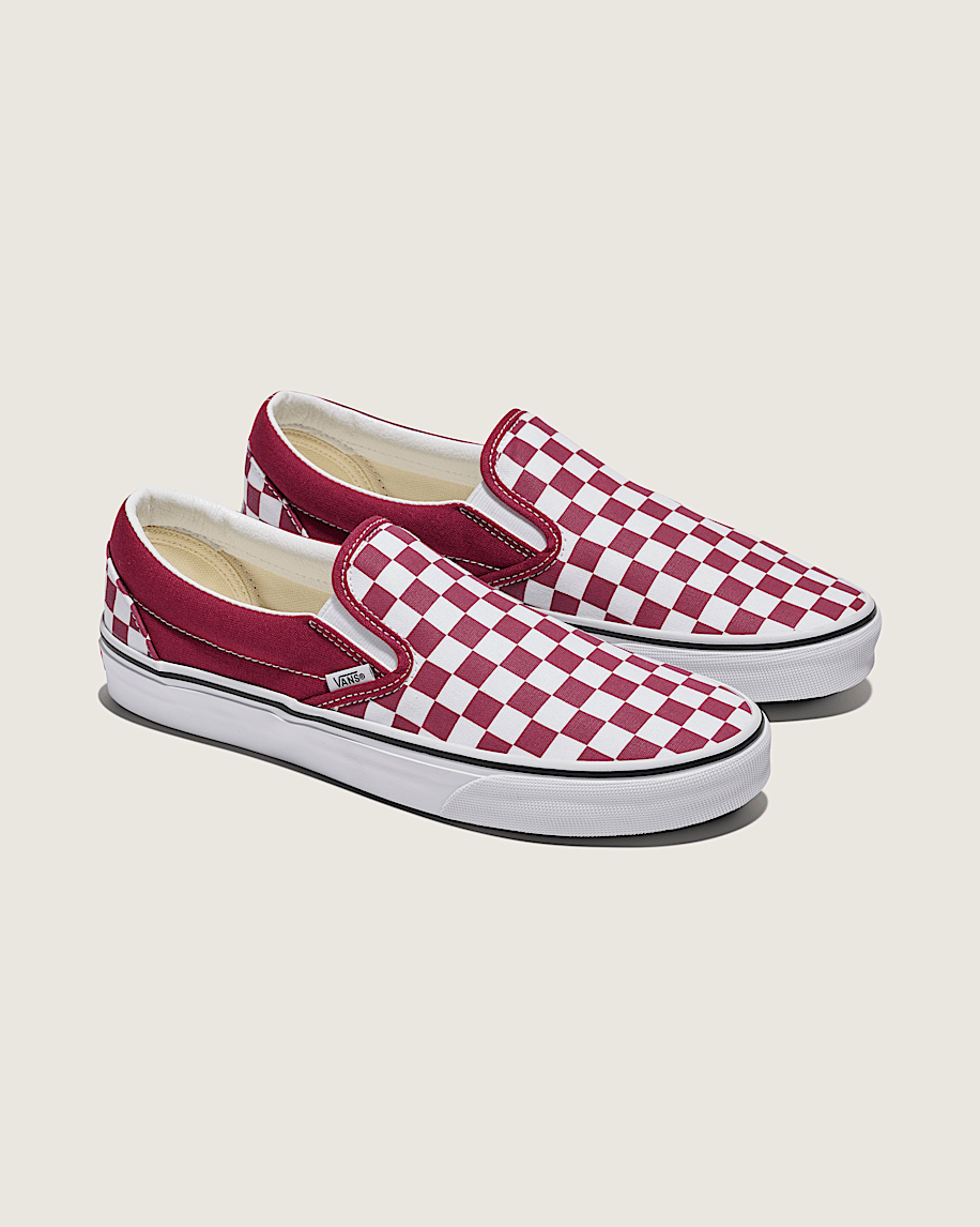 Classic SlipOn Checkerboard Shoe VANS Rhododendron Red  White ALT1