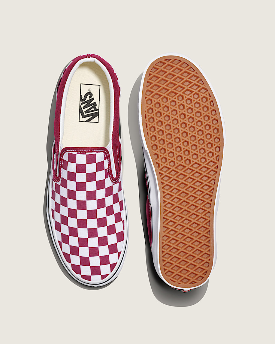 Classic SlipOn Checkerboard Shoe VANS Rhododendron Red  White ALT2
