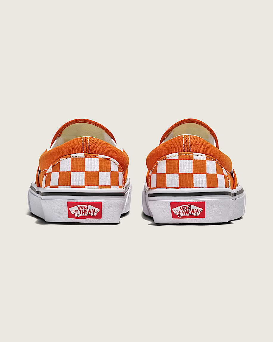 Classic Slip-On Checkerboard Shoe en Marmalade Orange / White