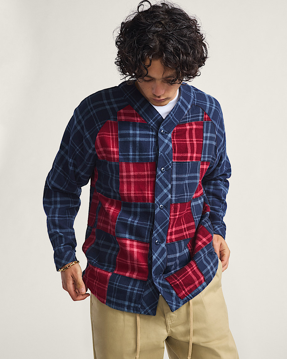 OTW Blocked Flannel Shirt VANS Blue  Red ALT1