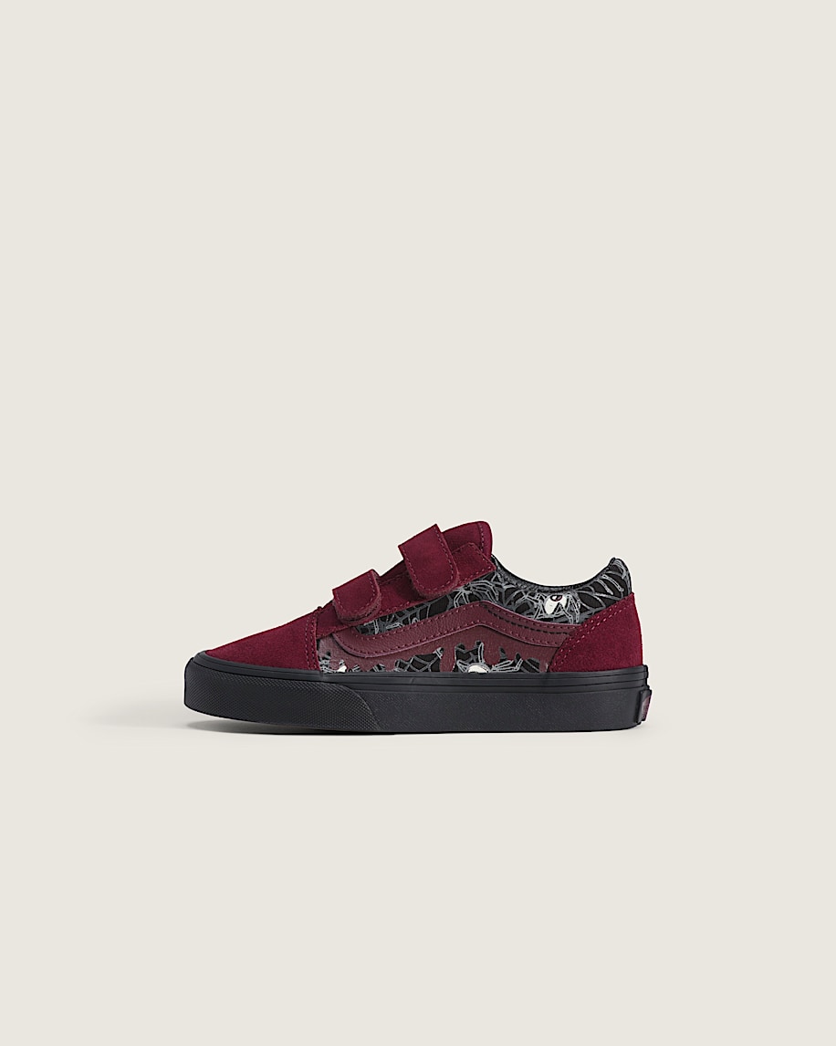 Little Kids Old Skool V Halloween Shoe VANS In the Shadows Black  Port Red HERO