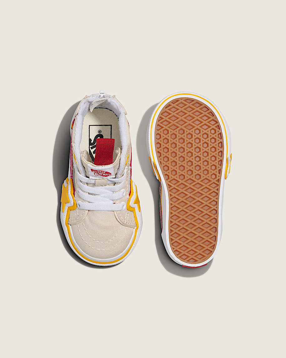 Toddler Sk8Hi Zip Shoe VANS Rainbow Red  Yellow  Beige ALT2