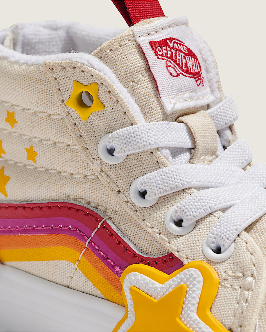 Toddler Sk8Hi Zip Shoe VANS Rainbow Red  Yellow  Beige ALT4