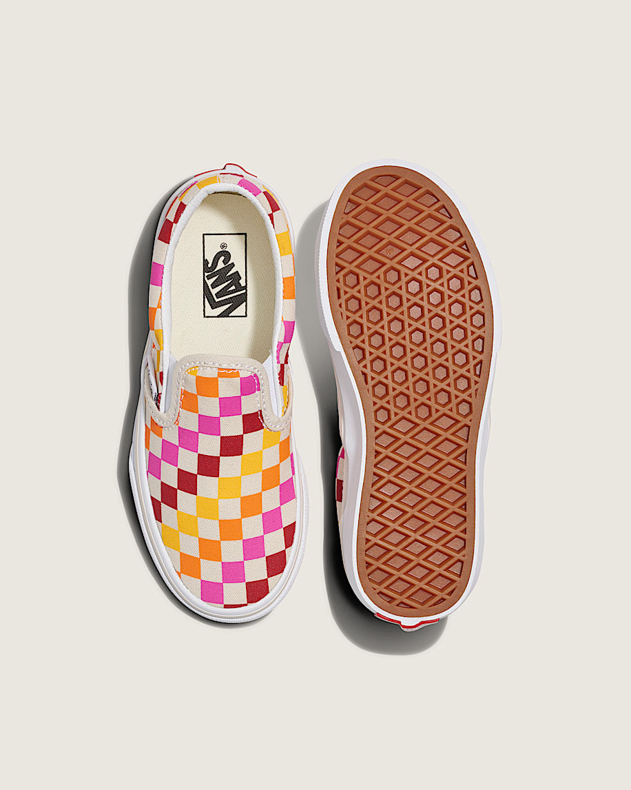 Little Kids Classic SlipOn Checkerboard Shoe VANS Rainbow  Beige ALT2