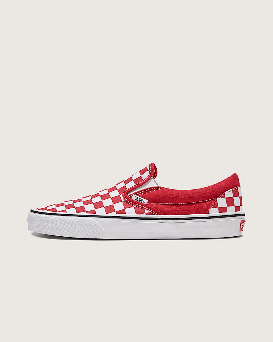 Classic SlipOn Checkerboard Shoe VANS Chili Pepper Red  White HERO