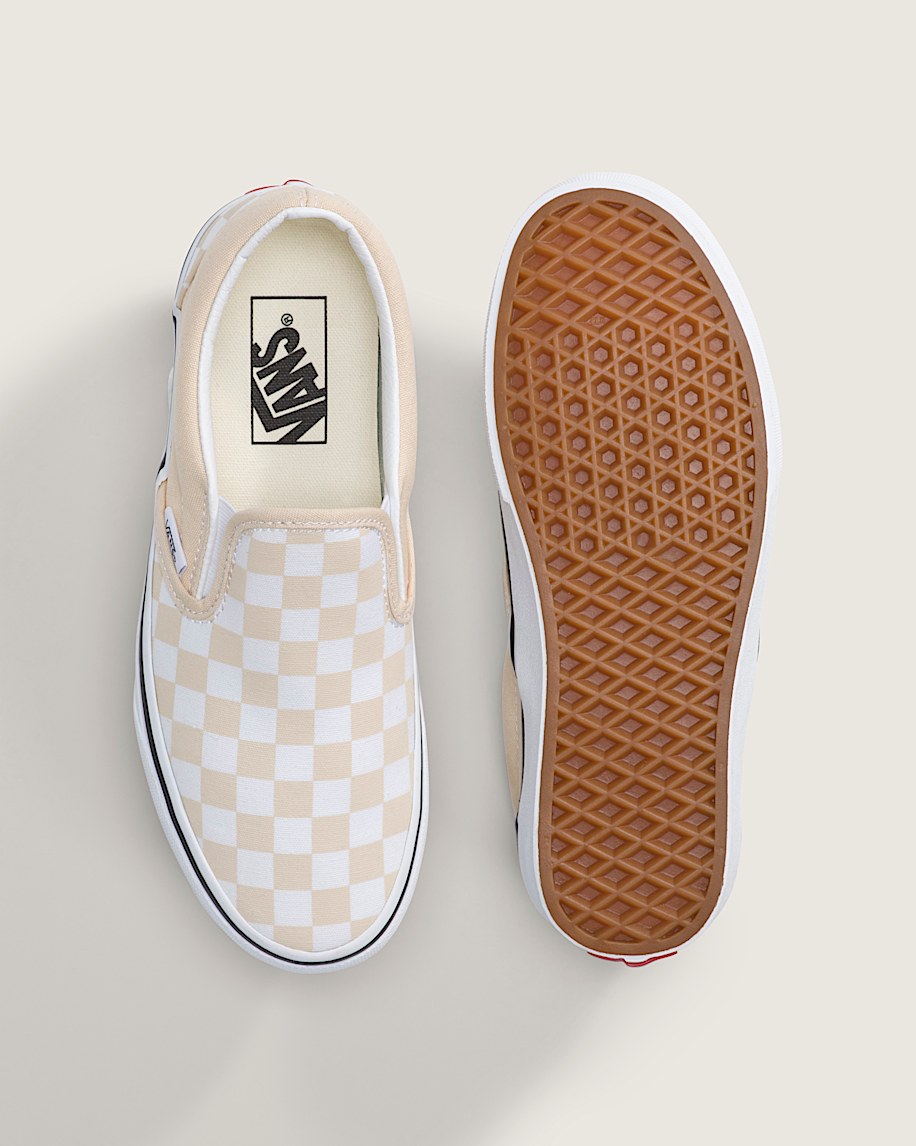 Classic SlipOn Checkerboard Shoe VANS Checkerboard Creme Brule Beige ALT2