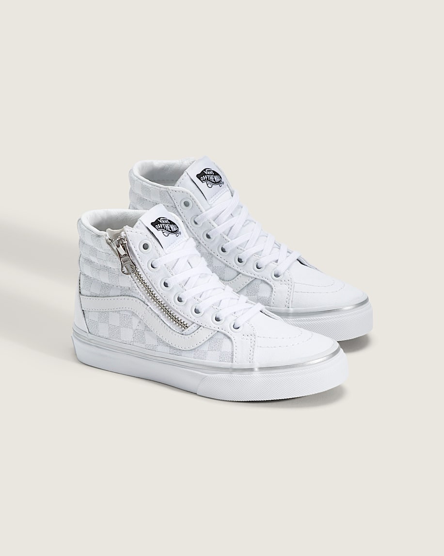 Little Kids SK8Hi Side Zip Checkerboard Shoe VANS Checkerboard Silver Grey ALT1