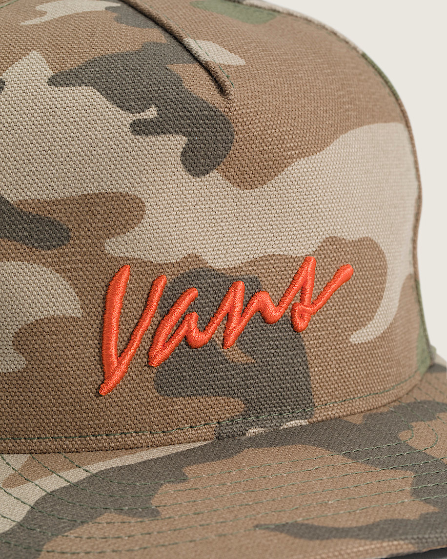 Classic Script Snapback Hat VANS Vintage Camo Brown ALT1