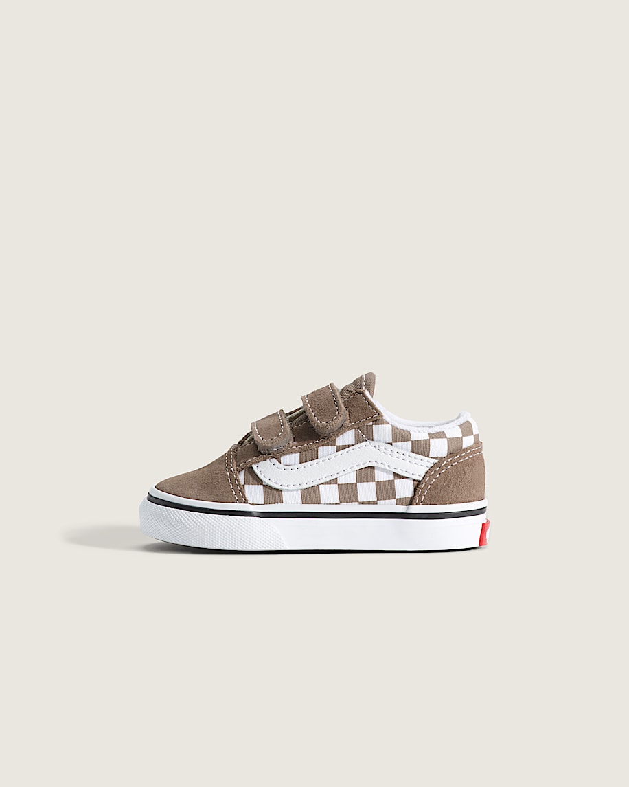 Toddler Old Skool V Checkerboard Shoe VANS Checkerboard Walnut Brown HERO