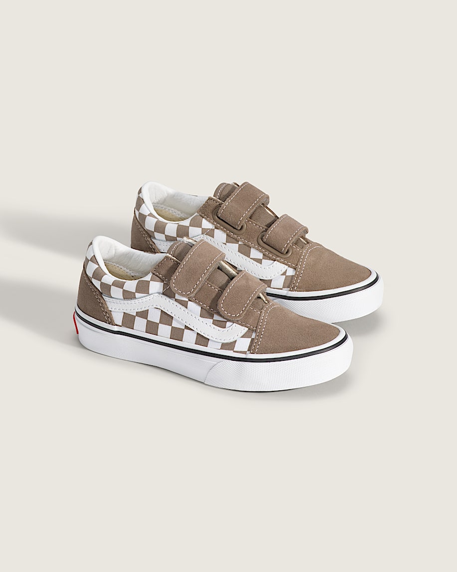Little Kids Old Skool V Checkerboard Shoe VANS Checkerboard Walnut Brown ALT1