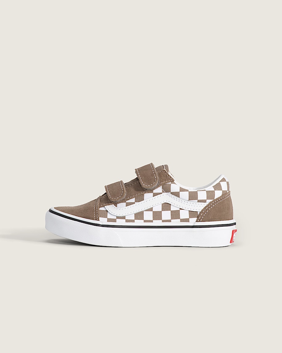 Little Kids Old Skool V Checkerboard Shoe VANS Checkerboard Walnut Brown HERO