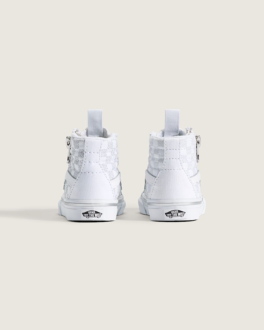 Toddler SK8Hi Side Zip Checkerboard Shoe VANS Checkerboard Silver Grey ALT3