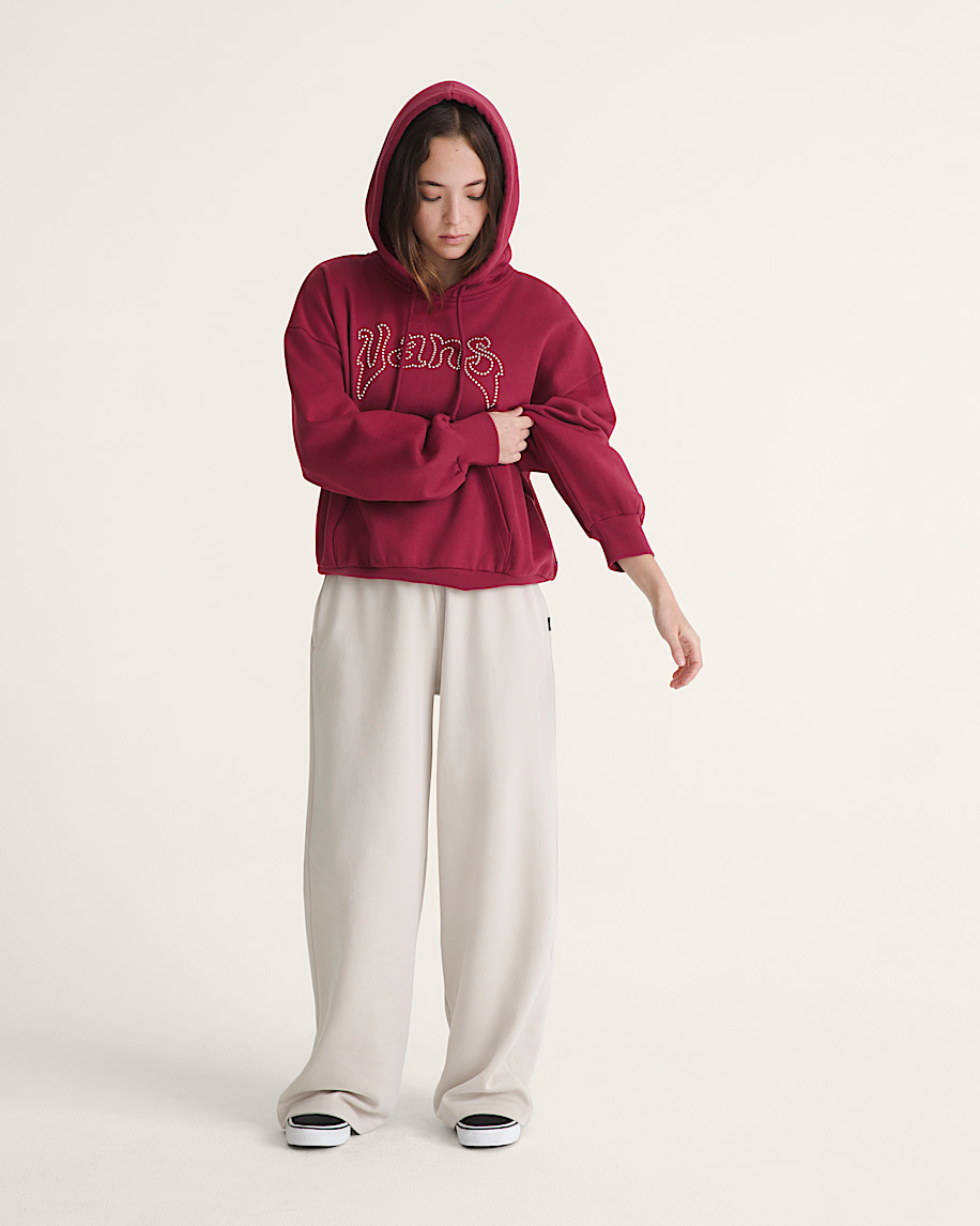 Pearls Logo Retro Pullover Hoodie VANS Bordeaux Red ALT4