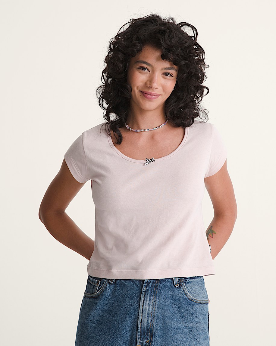 Checkerboard Bow Scoop T-Shirt - 1