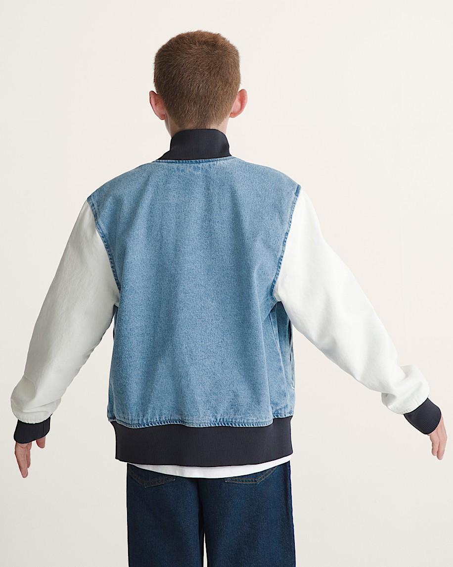 Kids Denim Baseball Jacket