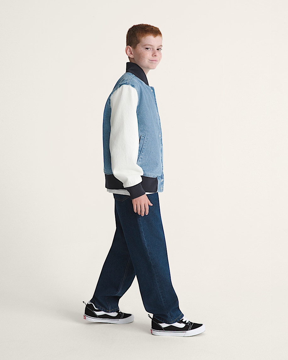 Kids Denim Baseball Jacket VANS Stonewash Blue ALT3