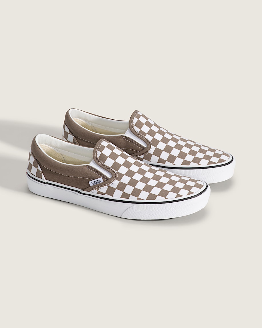 Classic SlipOn Checkerboard Shoe VANS Checkerboard Walnut Brown  White ALT1