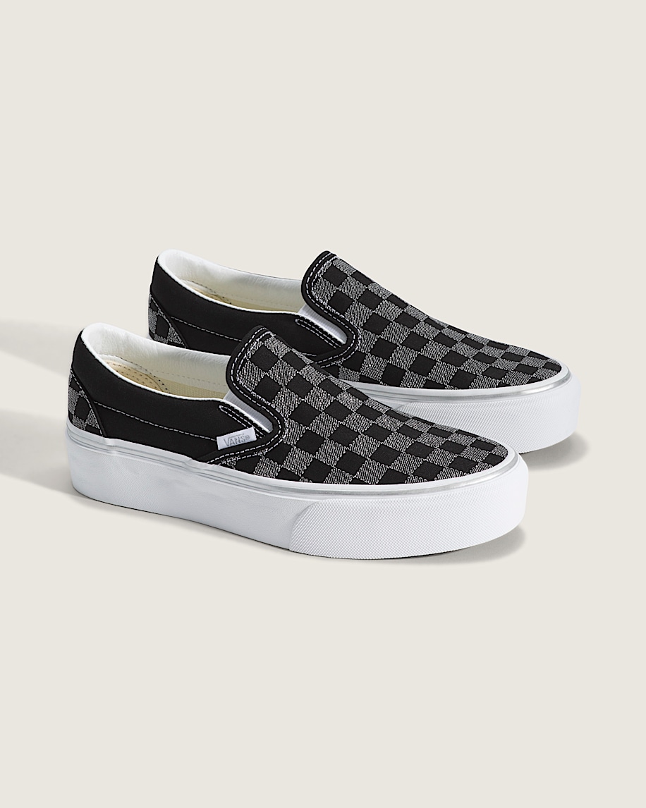 Classic SlipOn Platform Checkerboard Shoe VANS Checkerboard Black ALT1