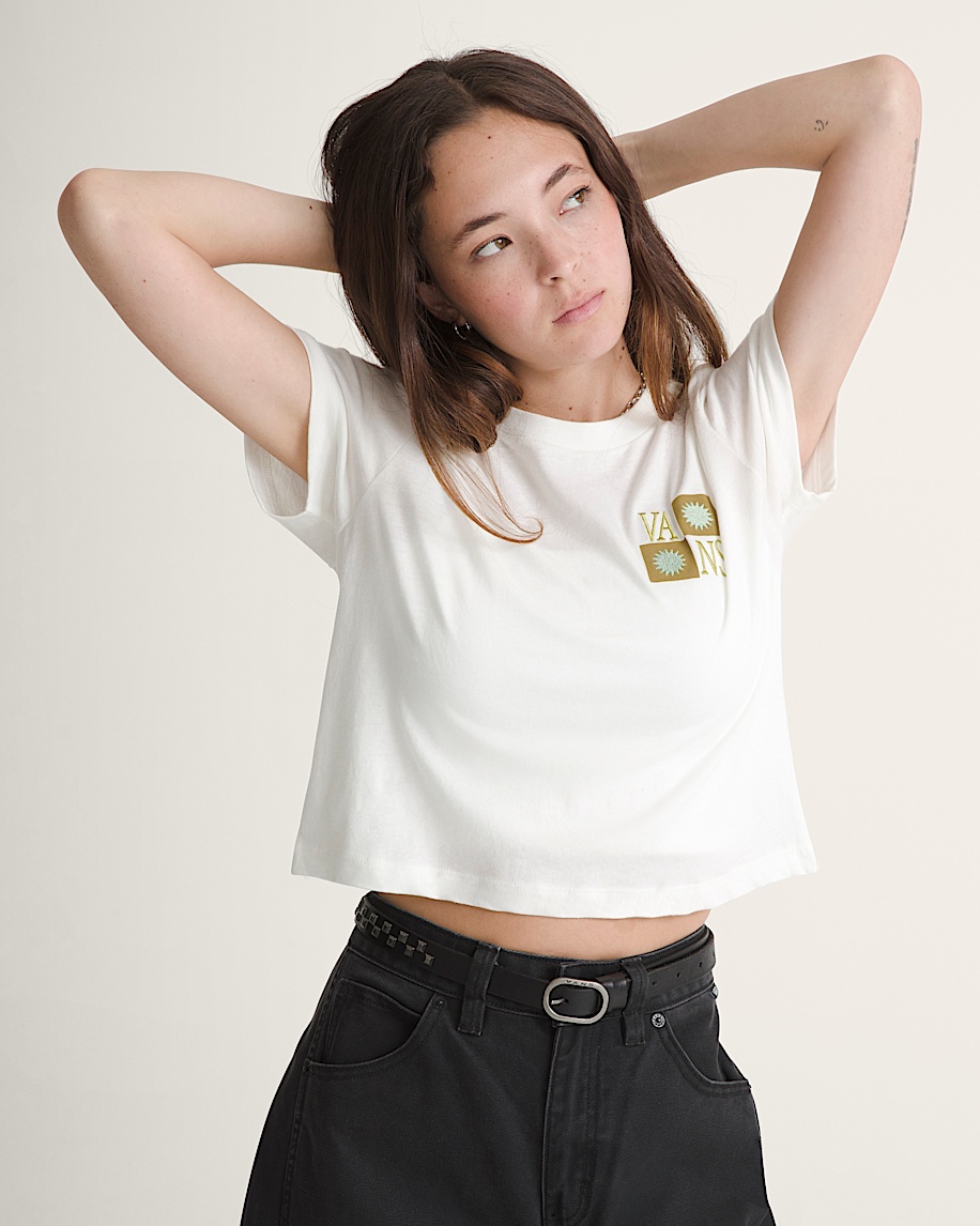Sunny Checkerboard Crop TShirt VANS Marshmallow White HERO