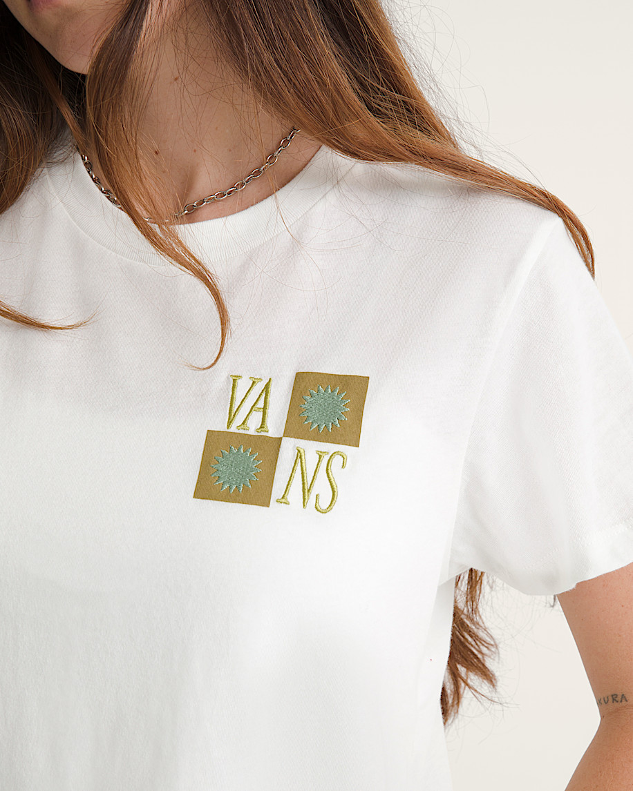 Sunny Checkerboard Crop TShirt VANS Marshmallow White ALT2