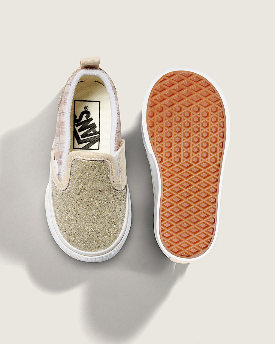 Toddler Classic SlipOn V Shoe VANS Glitter Plaid Incense Brown ALT1