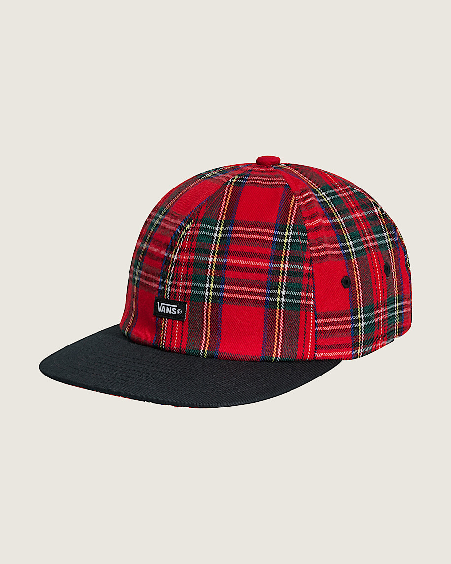 Drop V Plaid Snapback Hat VANS Racing Red HERO