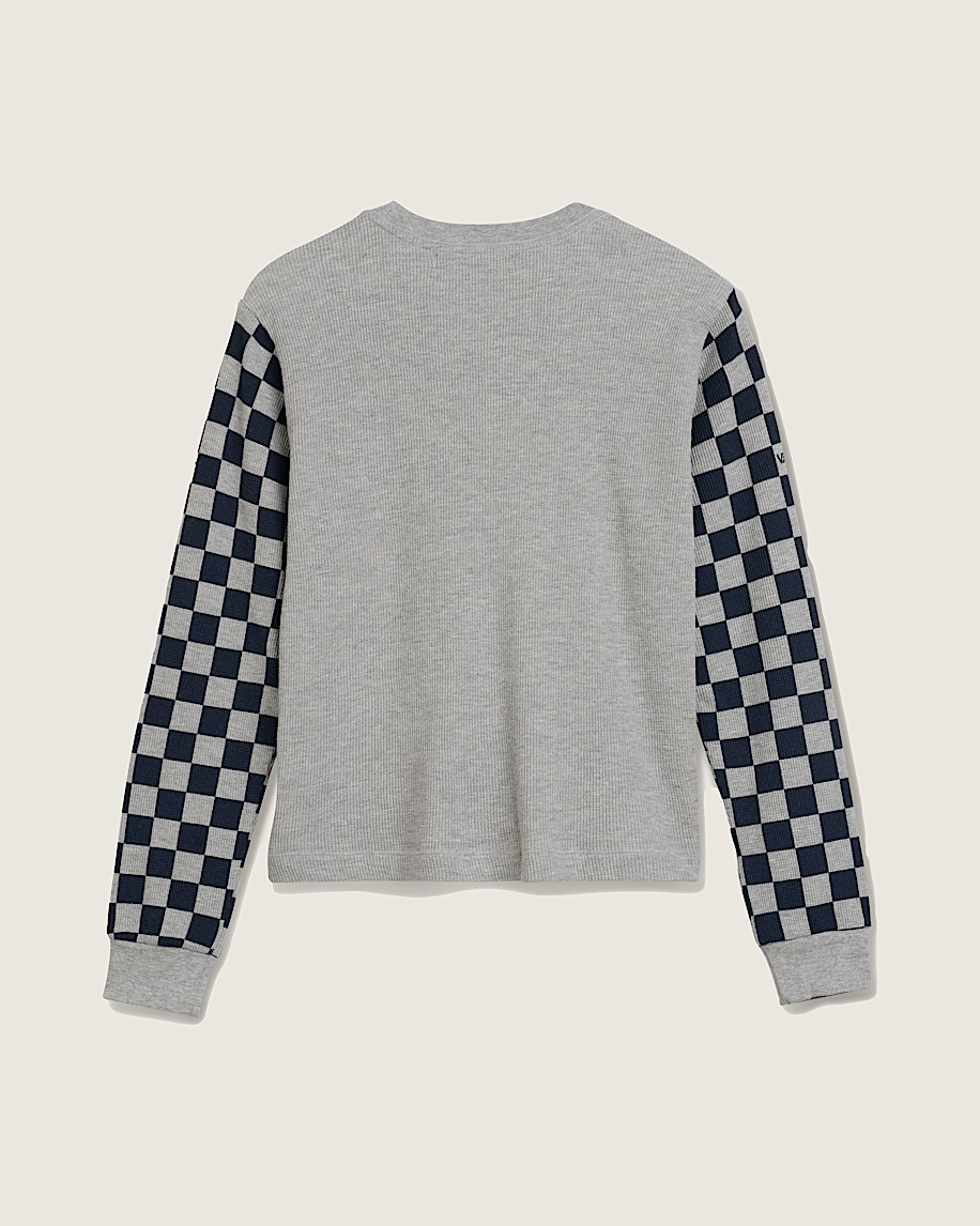 Checkerboard Long Sleeve Shirt VANS Heather Grey  Navy Blue ALT1