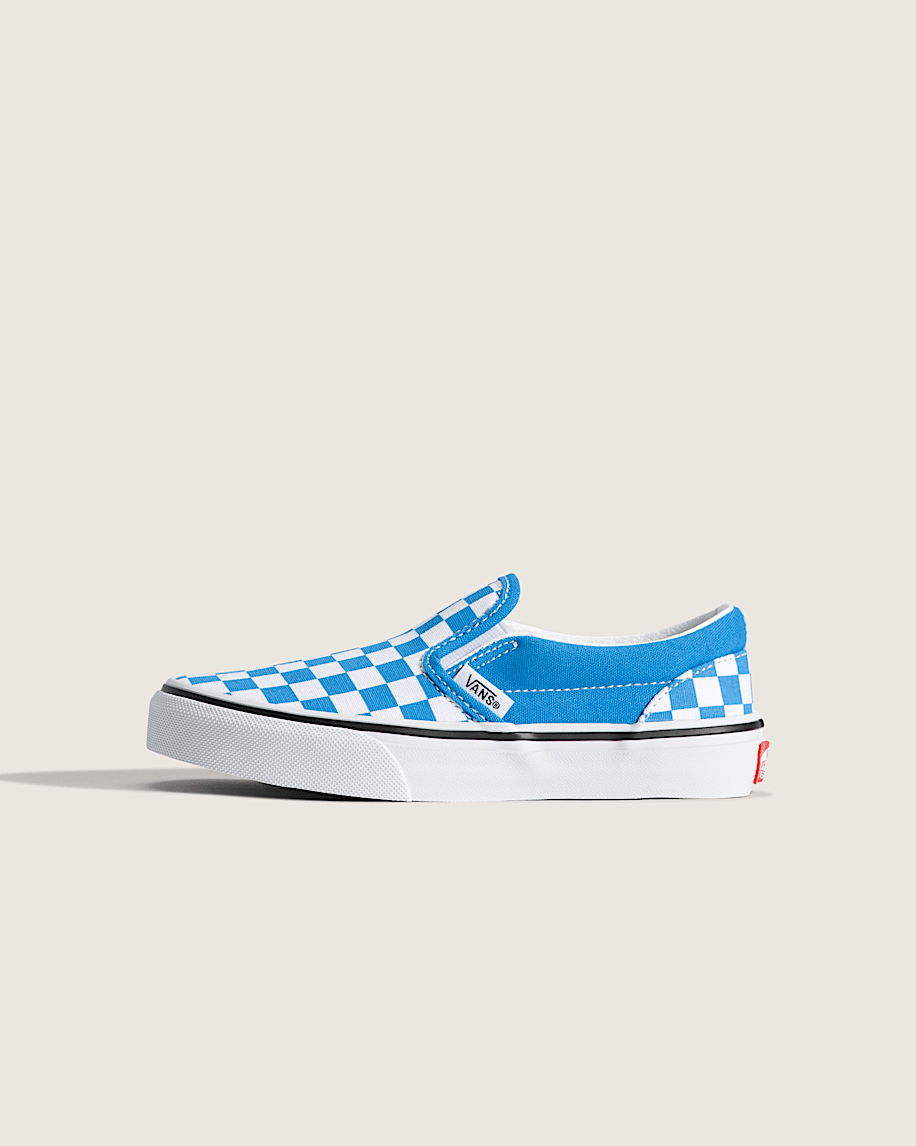 Little Kids Classic SlipOn Checkerboard Shoe VANS Checkerboard Bright Azure Blue HERO