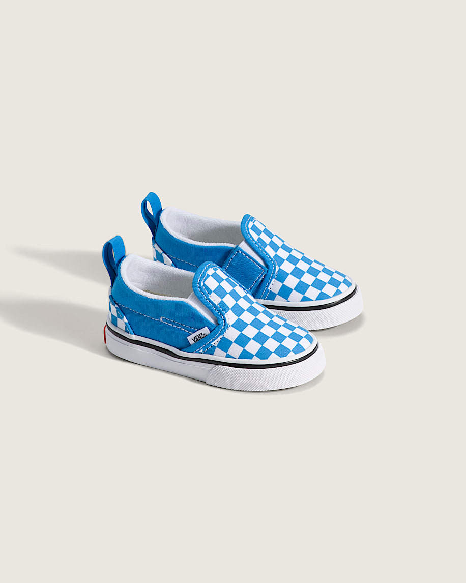 Toddler Classic SlipOn V Checkerboard Shoe VANS Checkerboard Bright Azure Blue ALT1