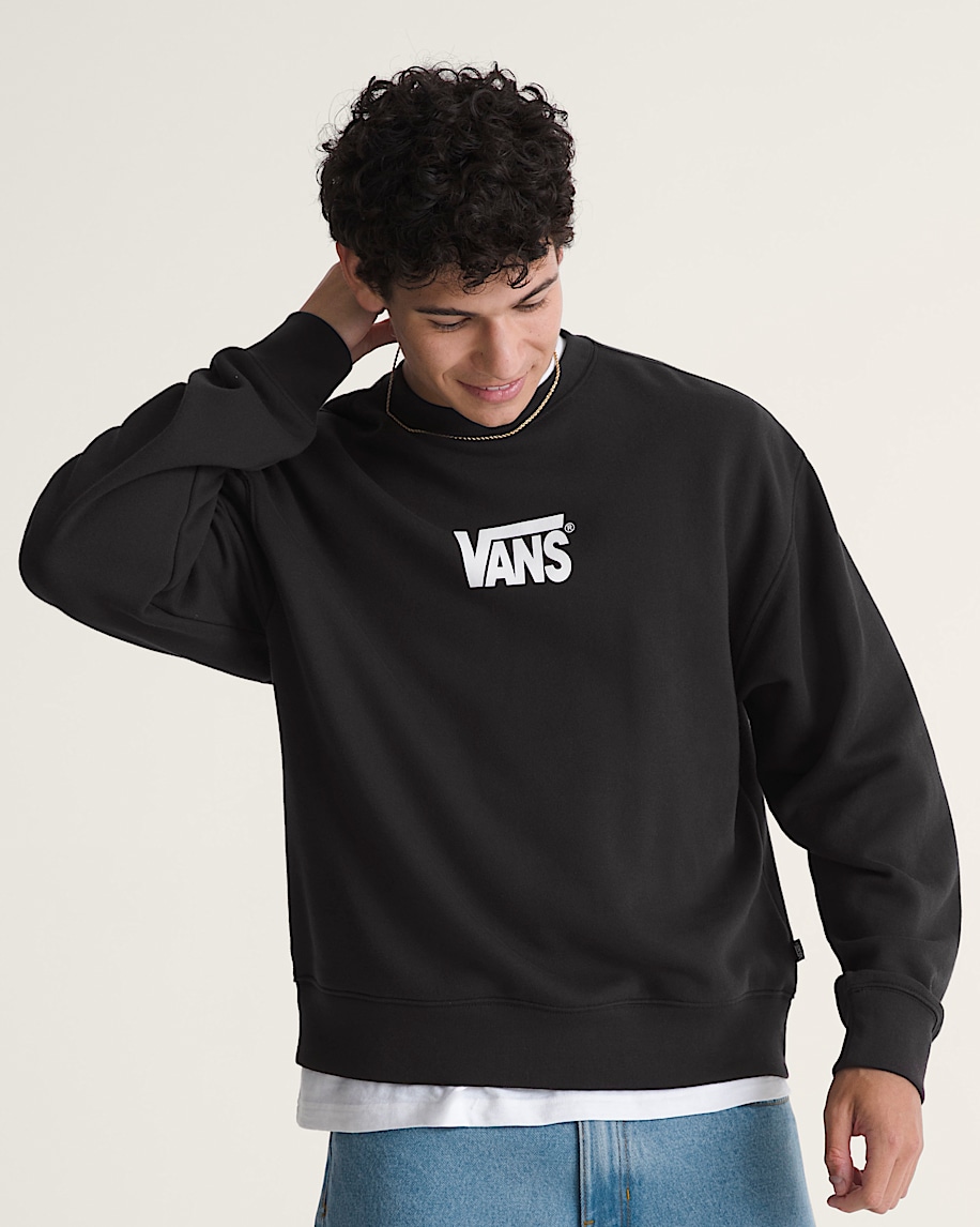 Stretch Logo Crew Sweatshirt VANS Black  White ALT2