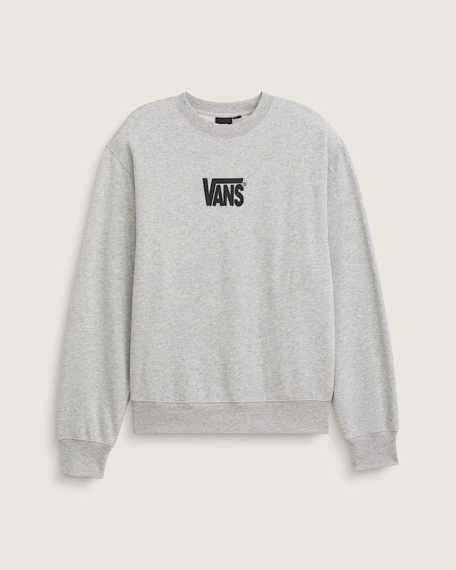 Stretch Logo Crew Sweatshirt in Cement Heather Grey | Vans