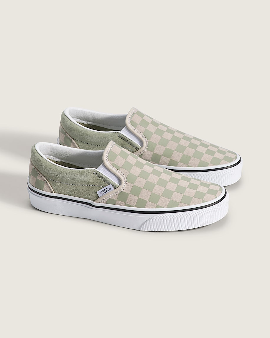 Classic SlipOn Checkerboard Shoe VANS Checkerboard Soft Sage Green ALT1