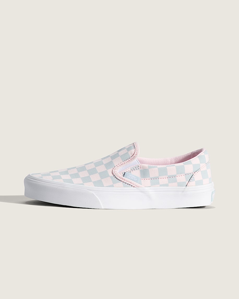 Classic SlipOn Checkerboard Shoe VANS Pastel Pink  Dawn Mist Pink HERO