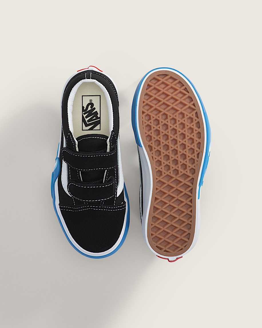 Little Kids Old Skool V Shoe VANS Black  Bright Azure Blue ALT2