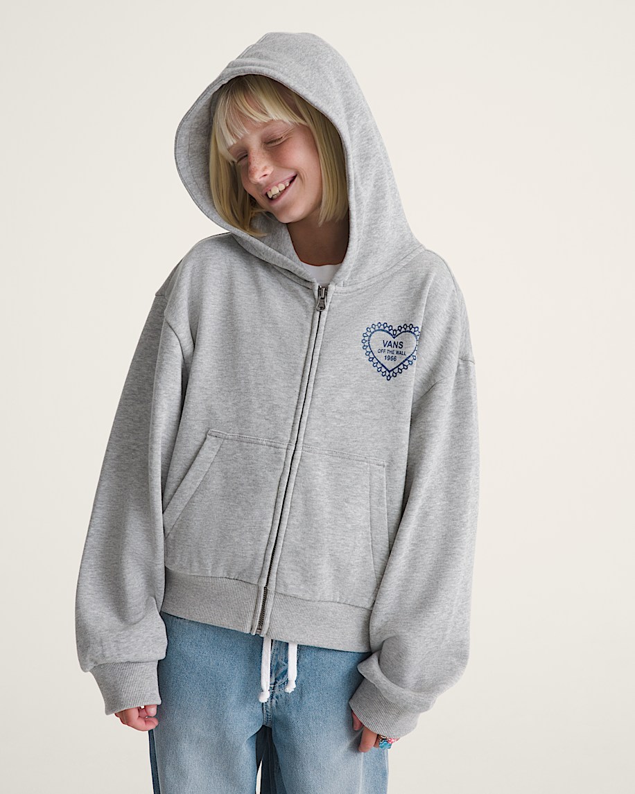 Kids Lacey Daze Retro Zip Hoodie VANS Cement Heather Grey ALT2