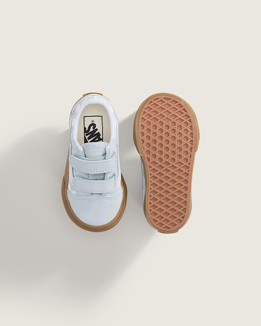 Toddler Old Skool V Shoe VANS Gum Checkerboard Dawn Mist Blue ALT2